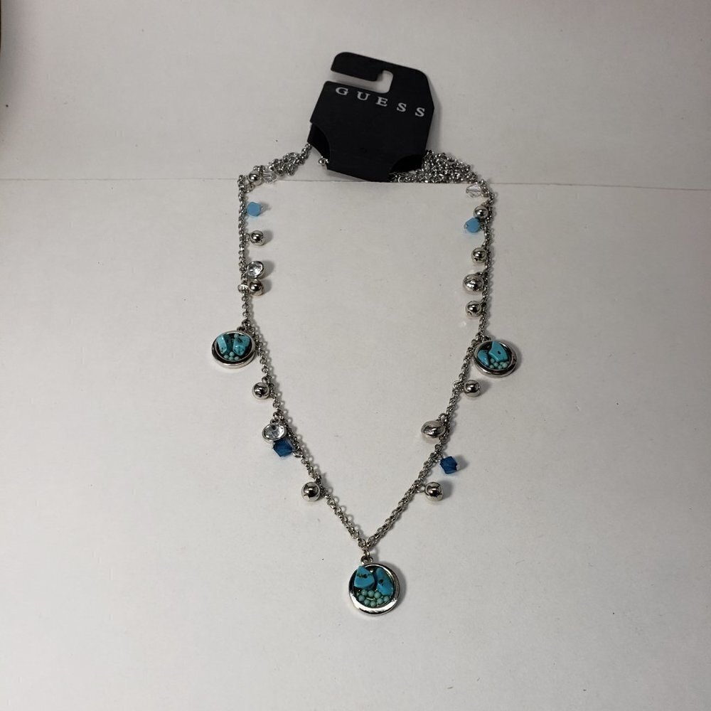 GUESS Silver-Tone Necklace – Colorful Beads & Crystal Disc Accent Jewelry - 32" - Picture 8 of 9